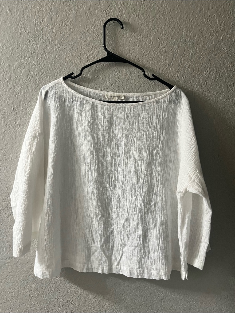 Women's White Textured Boatneck Top